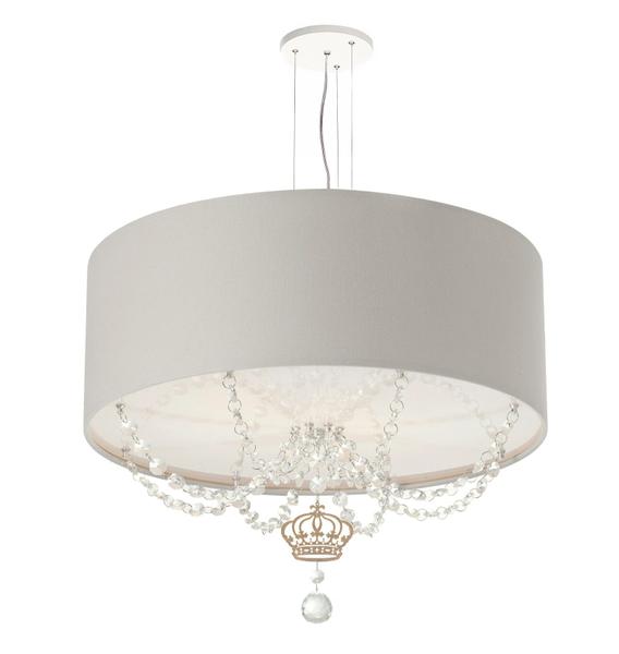 Imagem de Lustre Pendente Infantil Coroa Cúpula  Cinza 40X15 2E27