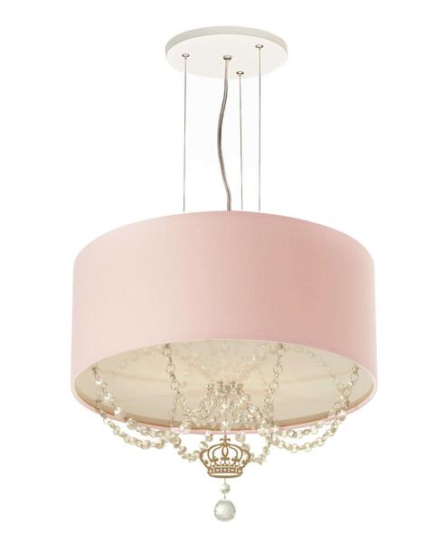 Imagem de Lustre Pendente Infantil Coroa Cúpula Rosa 30X15 2E27