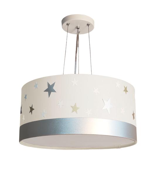 Imagem de Lustre Pendente Infantil Estrelas Cúpula 30x15 2e27 Branco