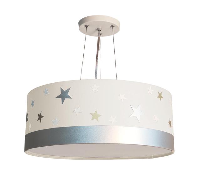 Imagem de Lustre Pendente Infantil Estrelas Cúpula Branco 40X15 2E27