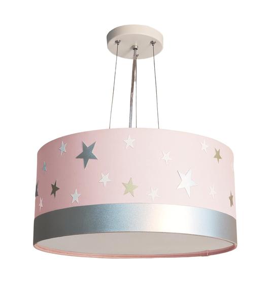 Imagem de Lustre Pendente Infantil Estrelas Cúpula Rosa 30X15 2E27