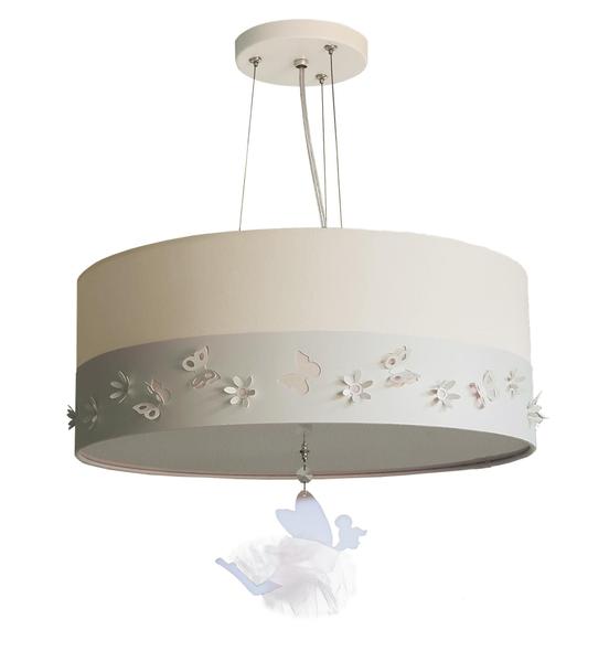 Imagem de Lustre Pendente Infantil Fadas Cúpula Branco 40X15 2E27