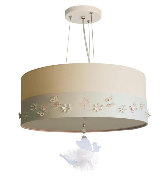 Imagem de Lustre Pendente Infantil Fadas Cúpula Crú 40X15 2E27