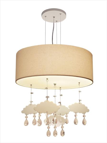 Imagem de Lustre pendente infantil nuvens com cúpula 40cm crú