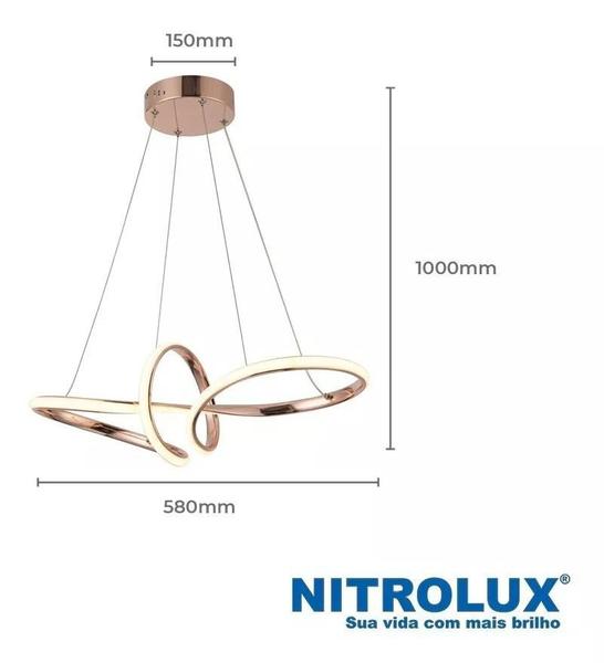 Imagem de Lustre Pendente Led 35w Design Moderno Rose Luz 3em1 Bivolt - NITROLUX