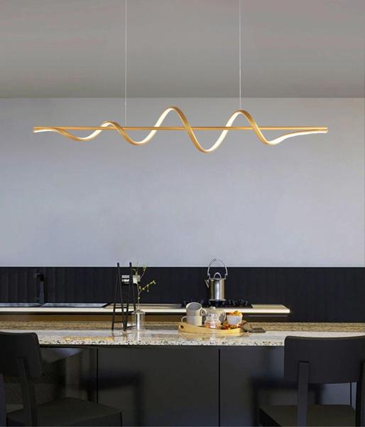 Imagem de Lustre Pendente LED 36W Design Moderno Espiral Cuvas Ondas Infinito Luxo Bivolt Branco Quente 3000K