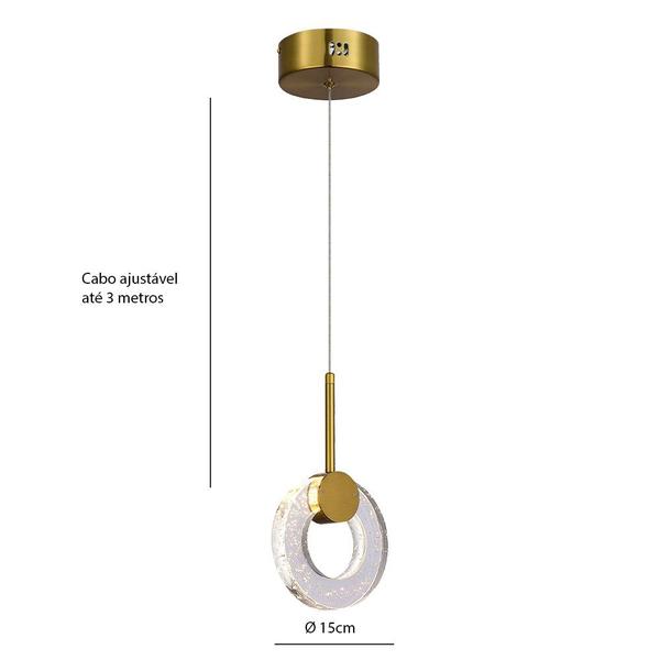 Imagem de Lustre Pendente Led 5w 3000k Bronze Fainne 15cm Moderno Bivolt