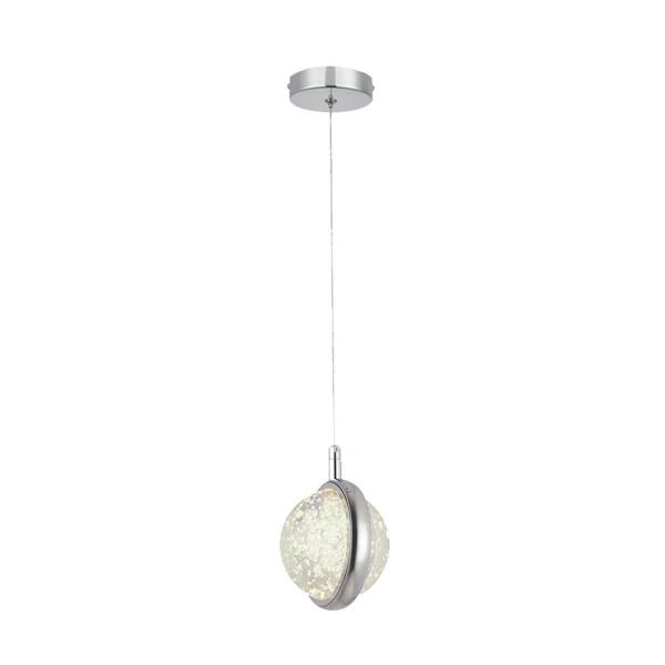 Imagem de Lustre Pendente Led Globo Cristal Bolhas Cromado 3500K 7W