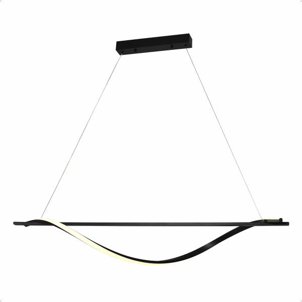 Imagem de Lustre Pendente Led Integrado 3000k Sofisticado Luxo 28w Bivolts Para Sala de Estar Preto