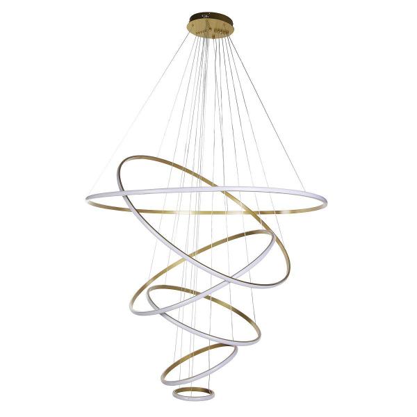 Imagem de Lustre Pendente Led Luxo 6 Anéis 120 Cm