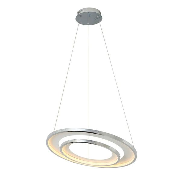 Imagem de lustre pendente Loop Cromado e Branco circulo moderno Bella HM009CR