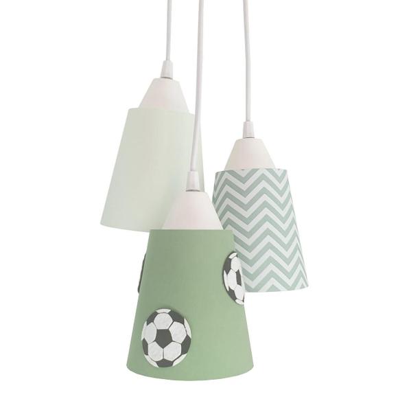 Imagem de Lustre Pendente Luminária Bebê Bola De Futebol Verde Branco