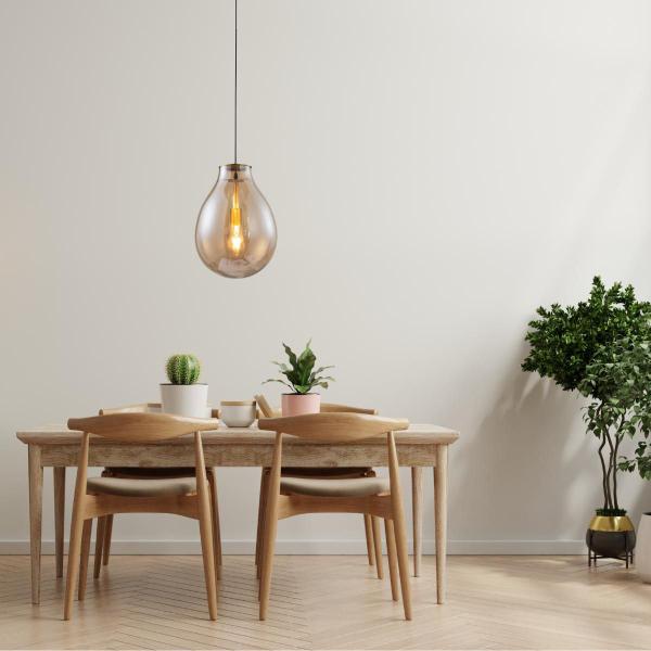 Lustre Pendente Luminária Caju Âmbar Cristal Champanhe Vidro Decoração Casa Moderna Para Sala Estar Mesa Jantar Cozinha Bivolt 110V 220V - Sindora Imagem de Lustre Pendente Luminária Caju Âmbar Cristal Champanhe Vidro Decoração Casa Moderna Para Sala Estar Mesa Jantar Cozinha Bivolt 110V 220V
