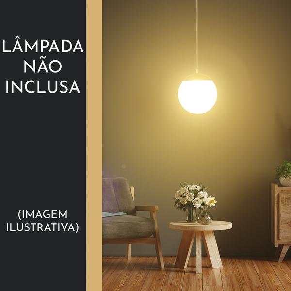 Imagem de Lustre Pendente Luminaria Lâmpada Bola Leitosa Dourado Moderno Decoração Claci