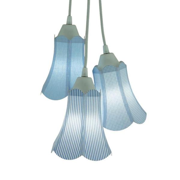 Imagem de Lustre Pendente Luminária Modelo Paris Tons De ul E Branco