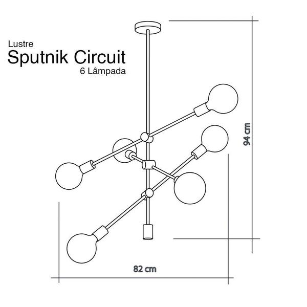 Imagem de Lustre/Pendente Luminária Moderno Sputnik Circuit Retro