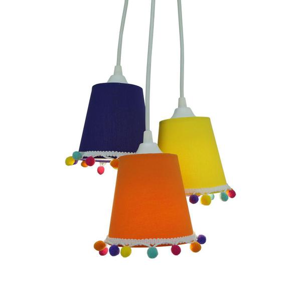 Imagem de Lustre Pendente Luminária Quarto Infantil Pompons Coloridos