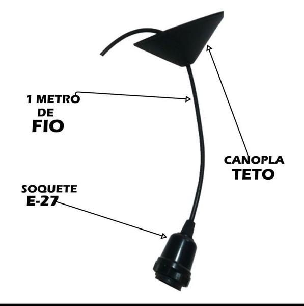 Imagem de Lustre Pendente Luminária Sala De Jantar / 1 PP Preto 