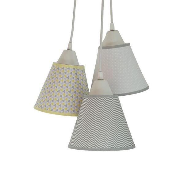 Imagem de Lustre Pendente Luminária Tecido Mini Chevron e Triângulos