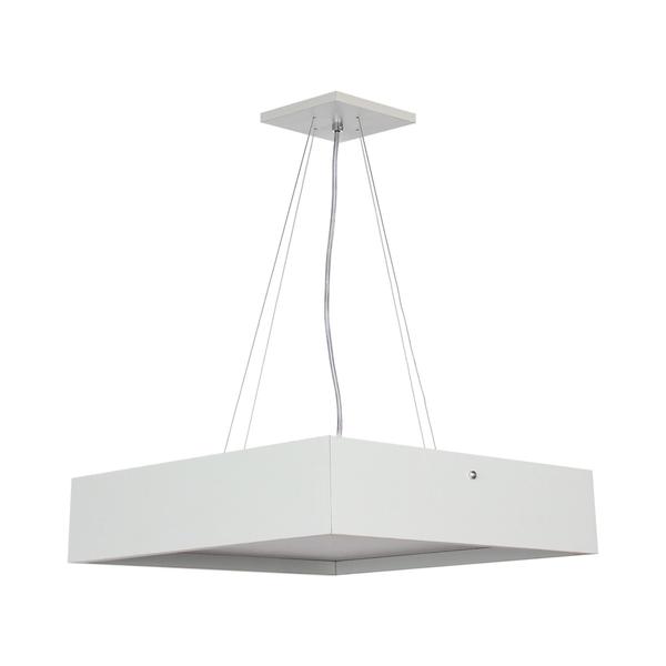 Imagem de Lustre Pendente Madeira Quadrado Branco 25Cm