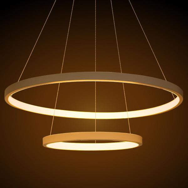 Imagem de Lustre Pendente Moderno 50cm Anéis Led 40w 2 Arcos Branco St549