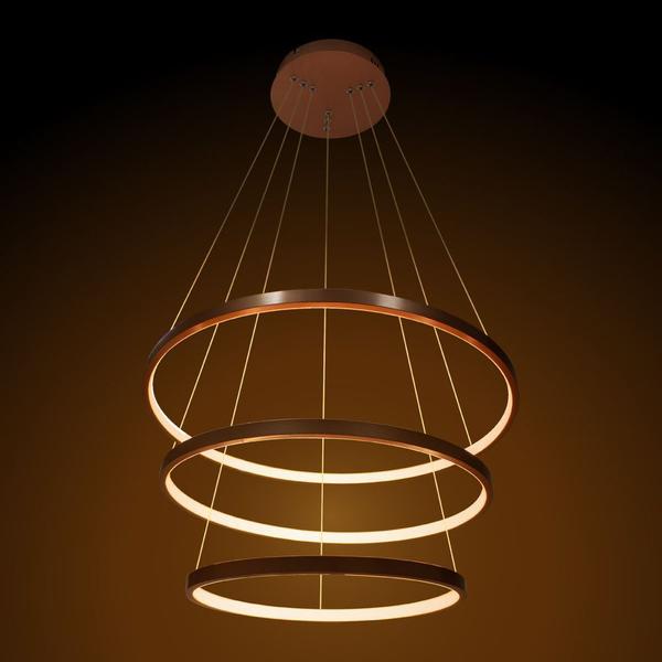 Imagem de Lustre Pendente Moderno 60cm Anéis Led 89w 3 Arco Cobre St517