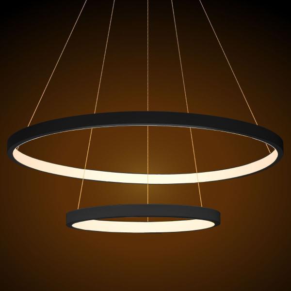 Imagem de Lustre Pendente Moderno Anéis Led 40w 2 Arcos Preto St549