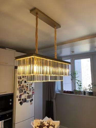 Imagem de Lustre Pendente Moderno Cristal K9 Legitimo Retangular 60cm