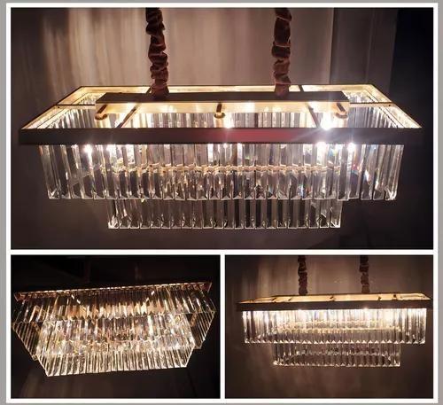 Imagem de Lustre Pendente Moderno Cristal K9 Legitimo Retangular 60cm