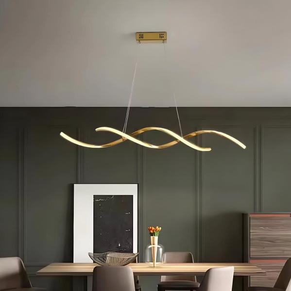 Imagem de Lustre Pendente Moderno Espiral Dourado Fosco LED Integrado