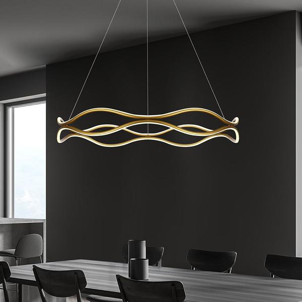 Imagem de Lustre Pendente Moderno Led 70w 3000k Dourado Fosco 80cm Bivolt Corso