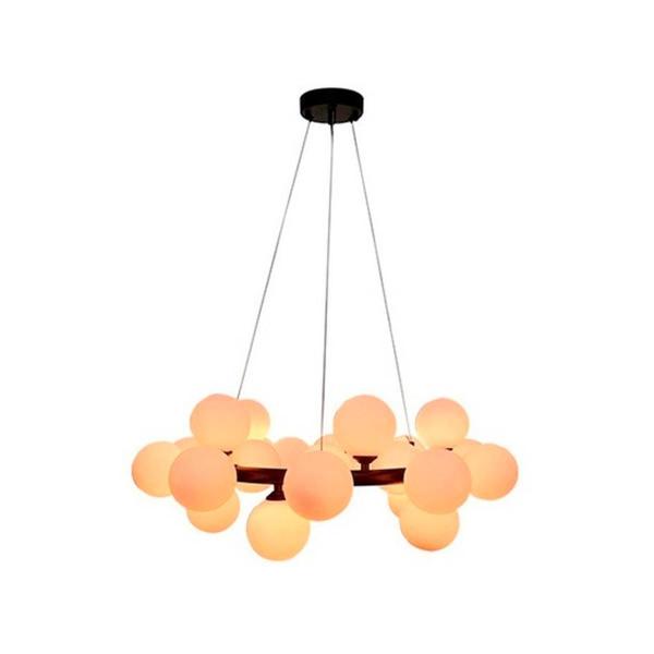 Imagem de Lustre Pendente Moderno Redondo Preto Bolas De Vidro 25 Lamp