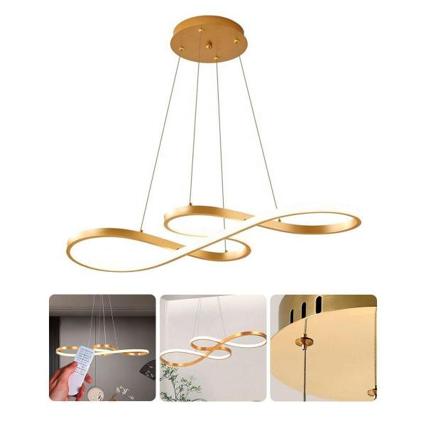 Imagem de Lustre Pendente Musical 3 Em 1 Curvas Led Dourado Luxo