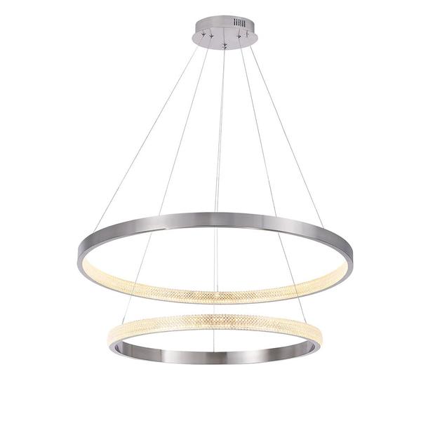 Imagem de Lustre Pendente Nickel Bella Oca 2 Aneis 80 e 60cm 74W GD003NK