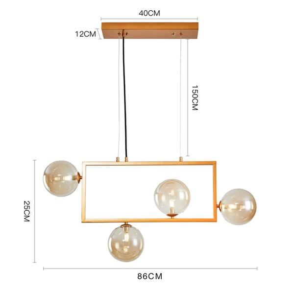 Imagem de Lustre Pendente Nordecor Jabuticaba 2381 G9 Dourado com Ambar 