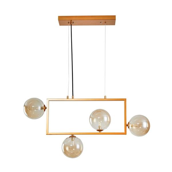 Imagem de Lustre Pendente Nordecor Jabuticaba 2381 G9 Dourado com Ambar 