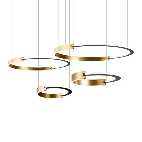 Imagem de Lustre Pendente Nordecor Uoli Ani 2577 4 Módulos C/5M Led Preto com Ouro Fosco Bivolt