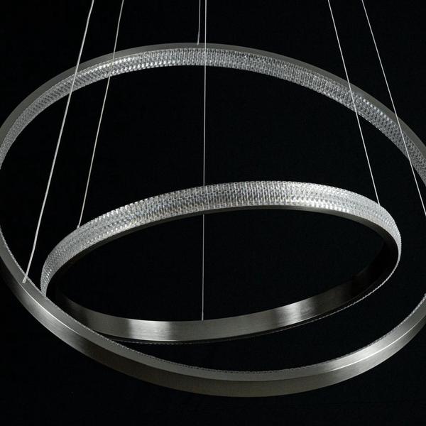 Imagem de Lustre Pendente Oca Nickel Transparente 2 Arcos 60/40cm Bella ST1877