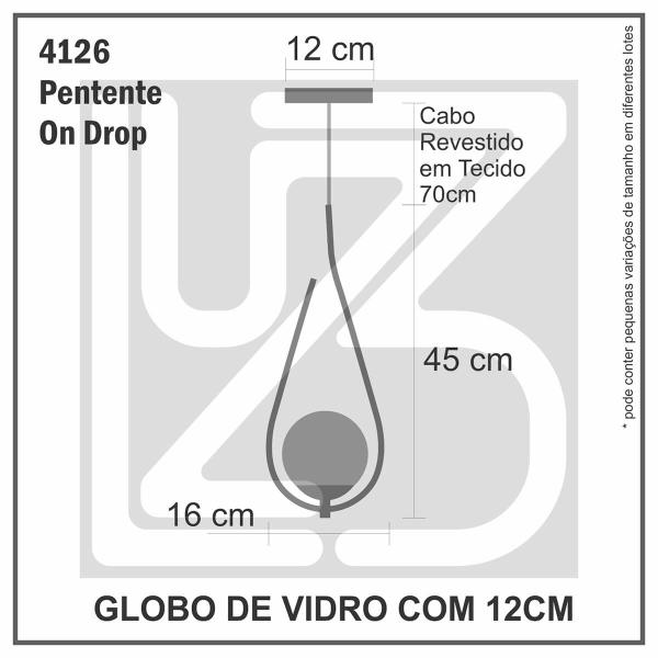 Imagem de Lustre Pendente ON DROP - BRONZE com globo de vidro Âmbar