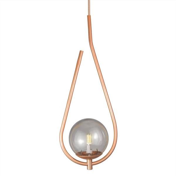 Imagem de Lustre Pendente On Drop - Bronze Com Globo De Vidro Fumê