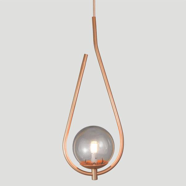 Imagem de Lustre Pendente ON DROP - BRONZE com globo de vidro Fumê