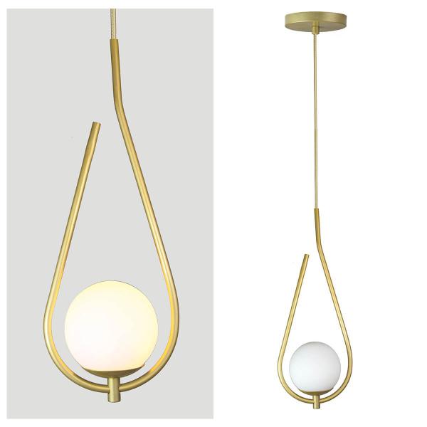 Imagem de Lustre Pendente ON DROP - DOURADO com globo de vidro Branco