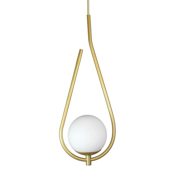 Imagem de Lustre Pendente On Drop - Dourado Com Globo De Vidro Branco