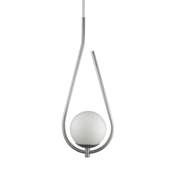 Imagem de Lustre Pendente ON DROP - PRATA com globo de vidro Branco