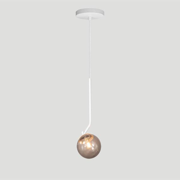 Imagem de Lustre Pendente On Ly - Branco Com Globo De Vidro Fumê