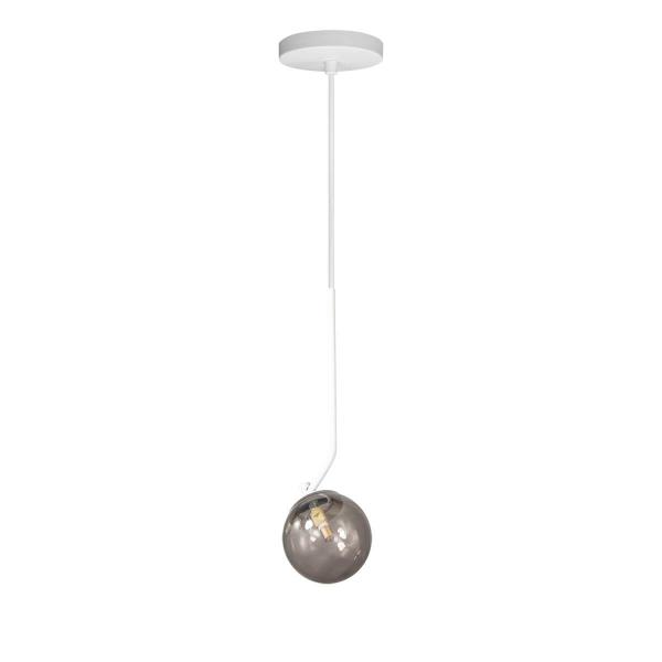 Imagem de Lustre Pendente ON LY - BRANCO com globo de vidro Fumê