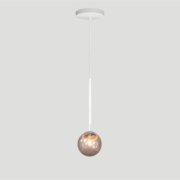 Imagem de Lustre Pendente ON LY - BRANCO com globo de vidro Fumê