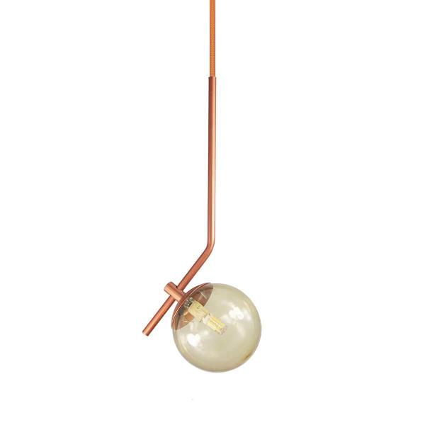 Lustre Pendente On Ly - Bronze Com Globo De Vidro Âmbar - Trybo Imagem de Lustre Pendente On Ly - Bronze Com Globo De Vidro Âmbar