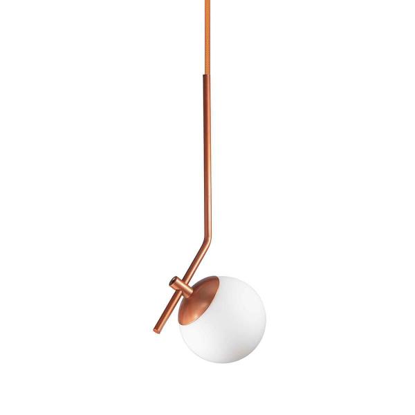 Imagem de Lustre Pendente On Ly - Bronze Com Globo De Vidro Branco