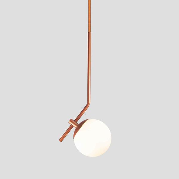 Imagem de Lustre Pendente On Ly - Bronze Com Globo De Vidro Branco